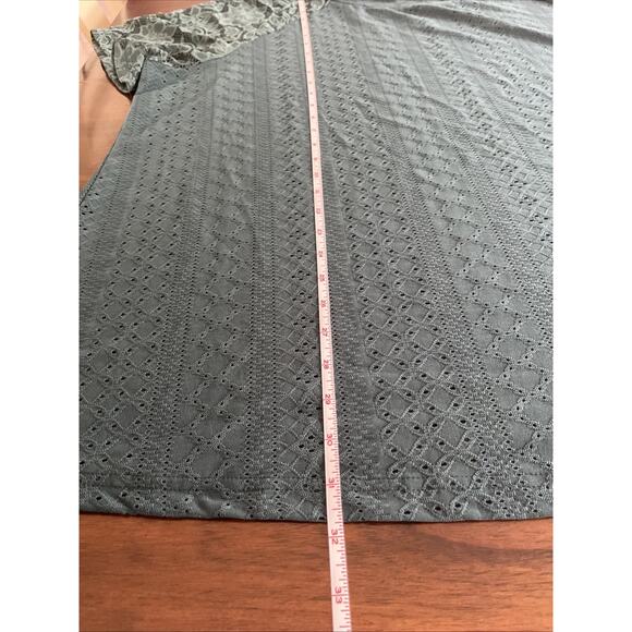 Bloom Chic Womens Sz 26 Teal Tunic Top Floral Lace Layer Whimsy Cottagecore - Picture 7 of 8